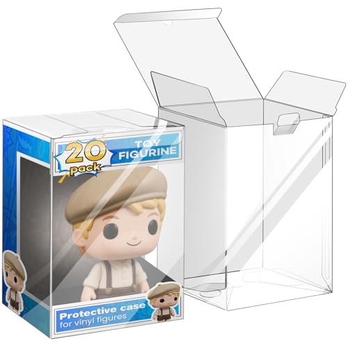 20 Pack Clear Pop Protectors for 4-Inch Funko Figures, 0.38mm PET Display Cases with Locking Tabs