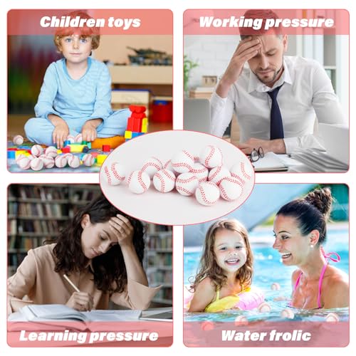 20 Pack Mini Foam Baseball Stress Balls for Party Favors, Anxiety Relief, and Pet Toys
