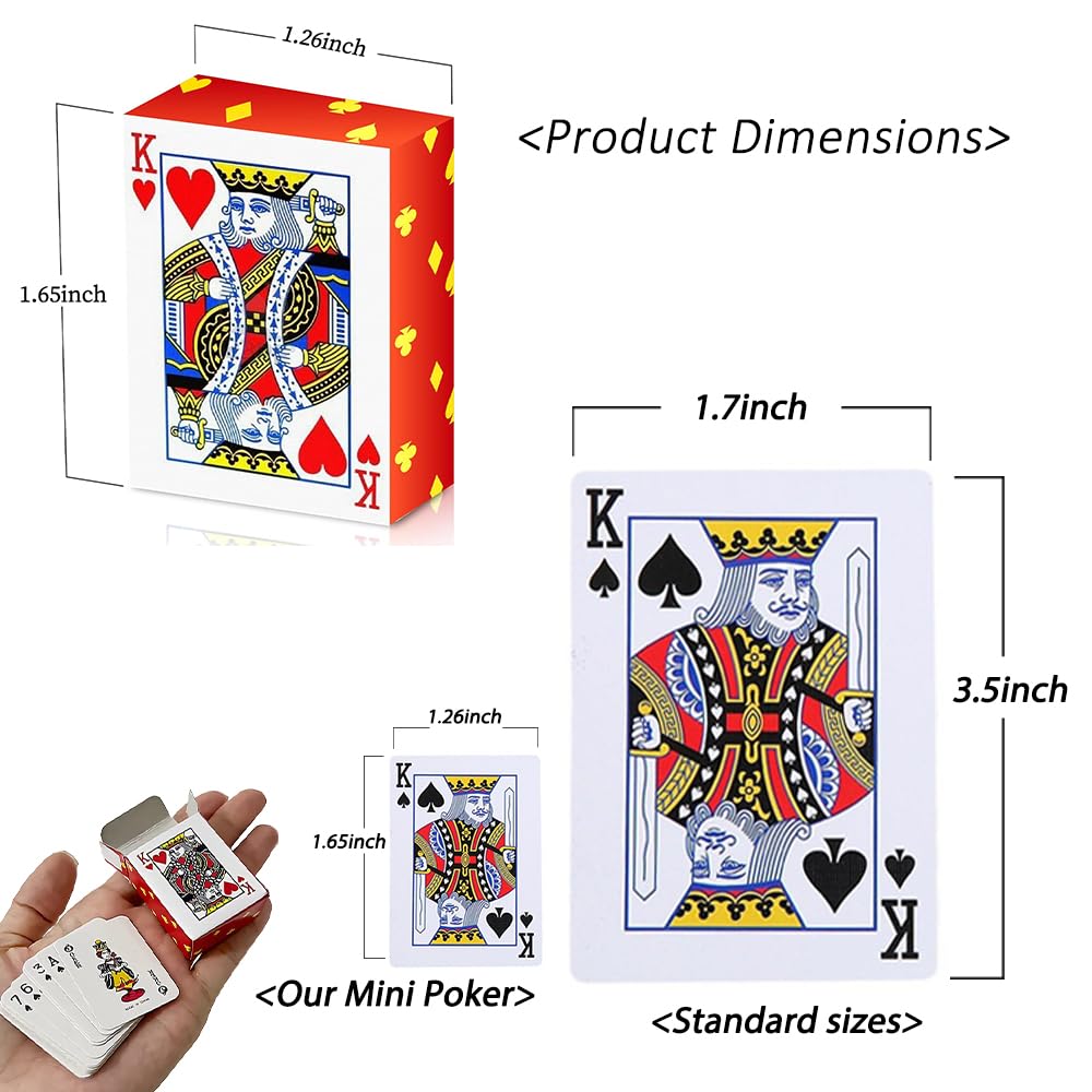 20-Pack Mini Playing Cards (1.65 Inches) – 54-Card Decks, Party Favors, Novelty Gifts for Kids and Adults