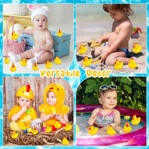 20 Pack Mini Rubber Chicken Toys – Squeaky Yellow Chicks for Bath, Party Favors, and Decorations