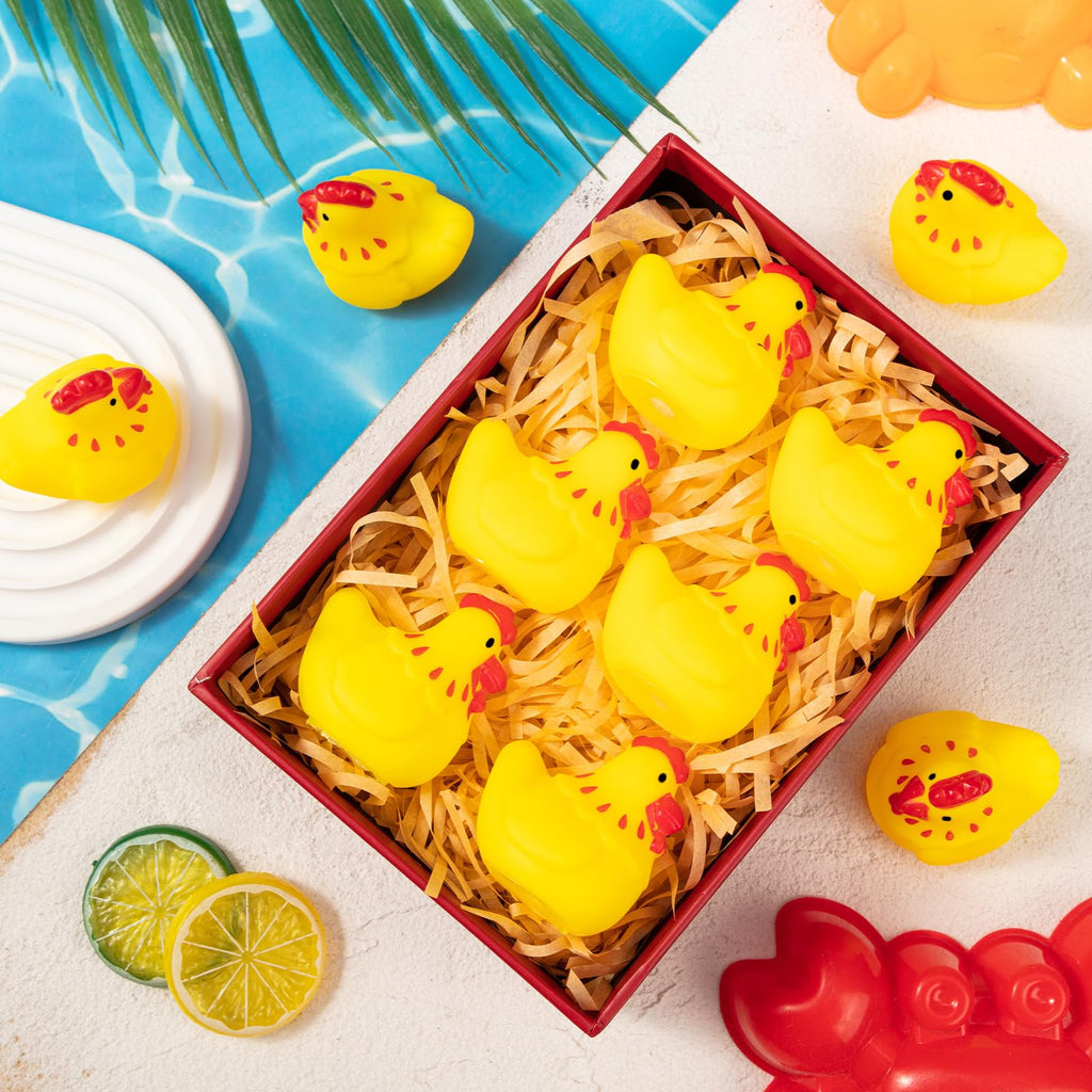 20 Pack Mini Rubber Chicken Toys – Squeaky Yellow Chicks for Bath, Party Favors, and Decorations
