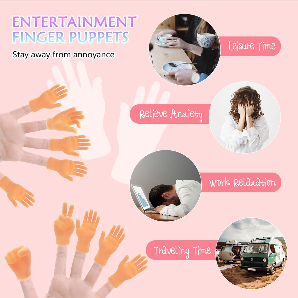 20-Pack Miniature Finger Hands – Realistic Rubber Puppets for Pranks & Gags