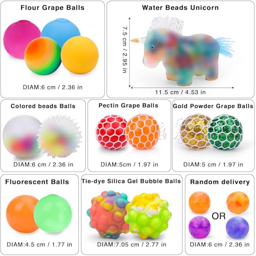 20 Pack Stress Balls Set – Squeeze Balls for Adults, Party Favors & Prize Box Stuffers by BESNEL