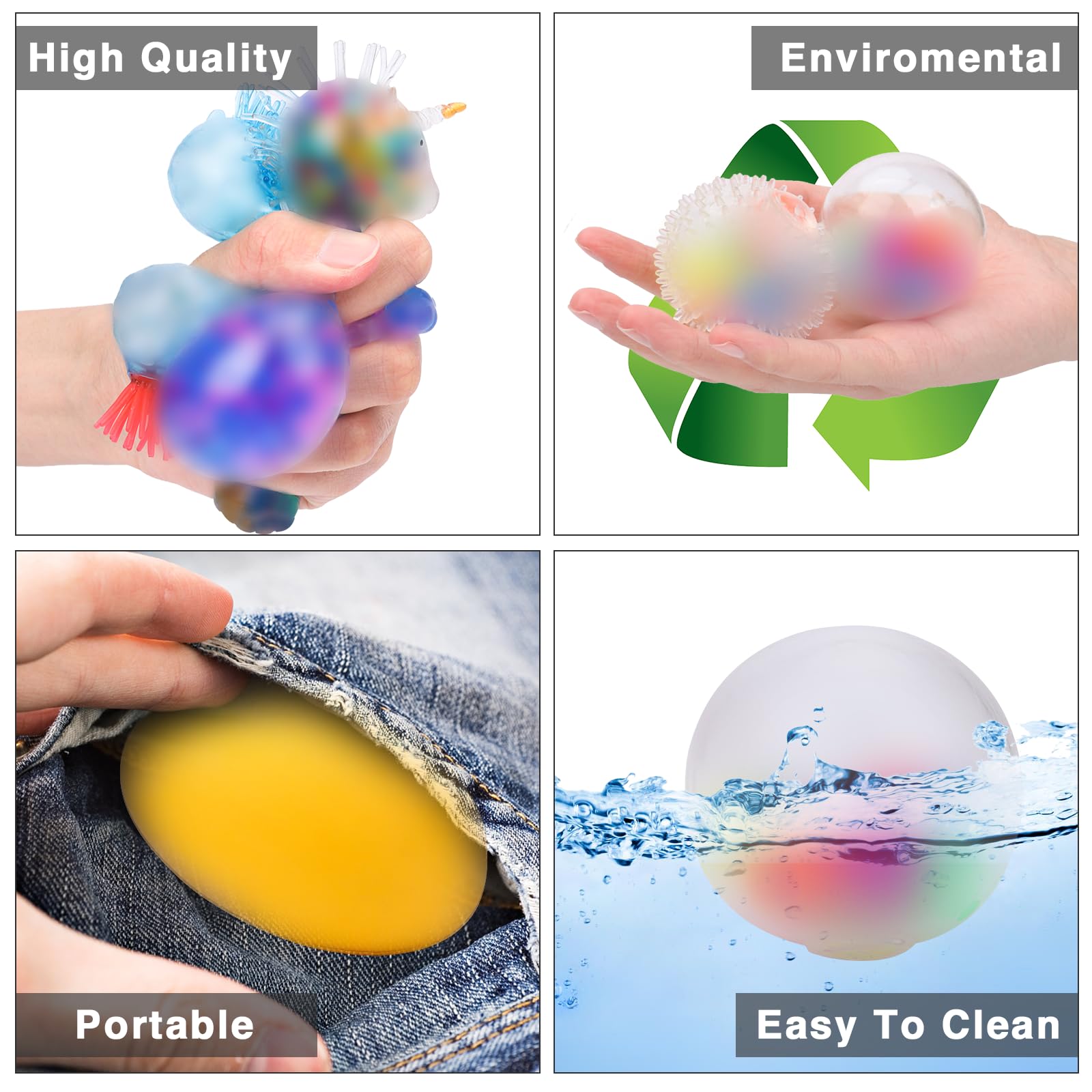 20 Pack Stress Balls Set – Squeeze Balls for Adults, Party Favors & Prize Box Stuffers by BESNEL