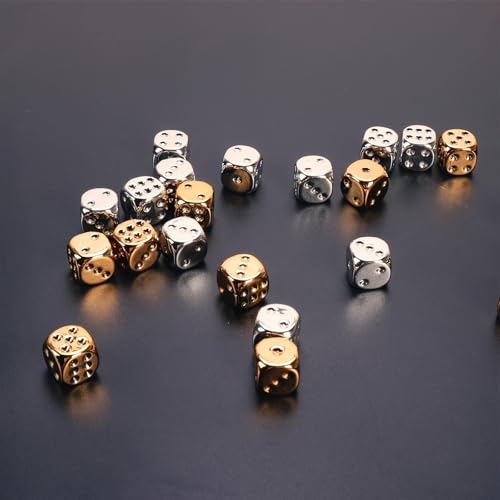 20-Piece 16mm Gold and Silver Plastic Dice Set – Rounded Corners for Tabletop Games, Teaching & Party Fun