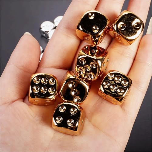 20-Piece 16mm Gold and Silver Plastic Dice Set – Rounded Corners for Tabletop Games, Teaching & Party Fun