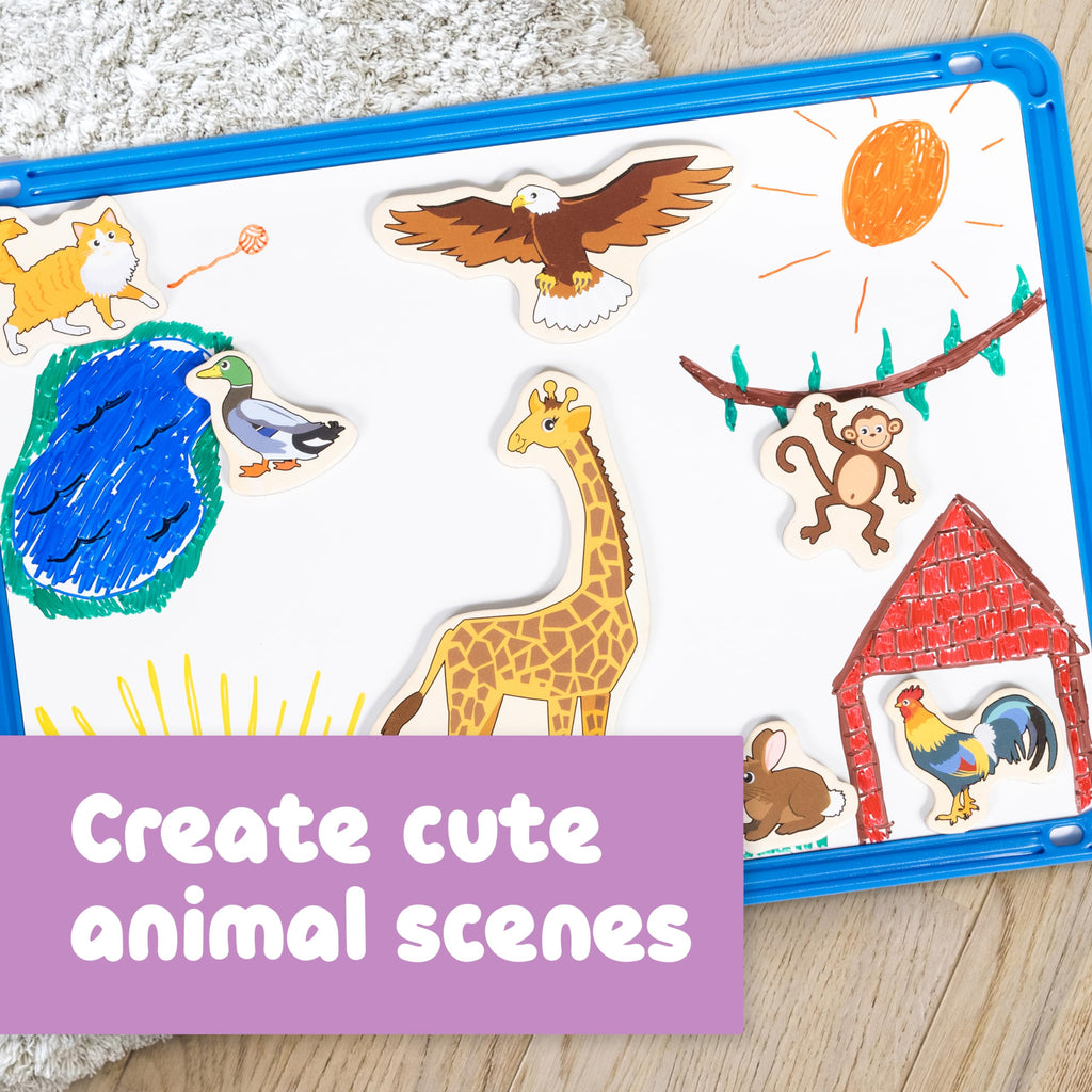 20-Piece Wooden Animal Magnets for Kids Ages 2+ – Chunky, Safe & Durable Play Magnets from SPARK & WOW