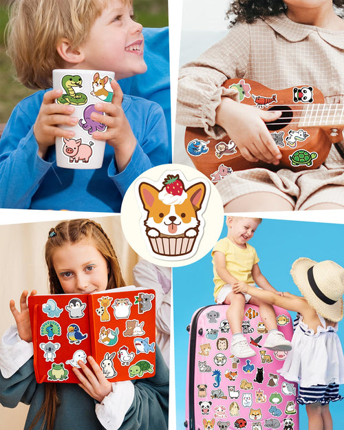 200 Animal Stickers for Kids - Cute Waterproof Vinyl Decals for Water Bottles, Laptops, and Classroom Prizes