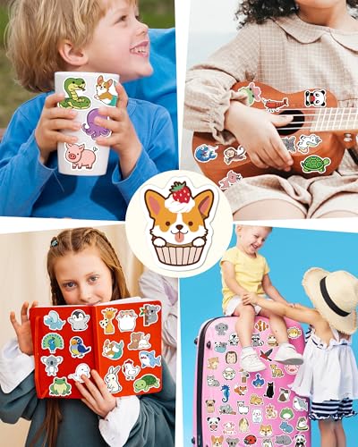 200 Animal Stickers for Kids - Cute Waterproof Vinyl Decals for Water Bottles, Laptops, and Classroom Prizes