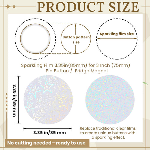 200 Holographic Badge Films 85mm – 8 Glitter Styles for 3 Inch Button Makers