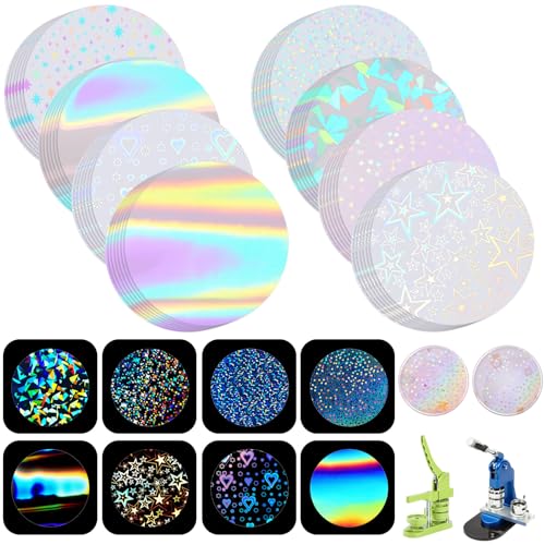 200 Holographic Badge Films 85mm – 8 Glitter Styles for 3 Inch Button Makers