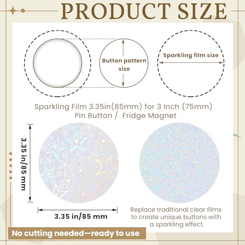 200 Holographic Badge Films 85mm – 8 Glitter Styles for 3 Inch Button Makers