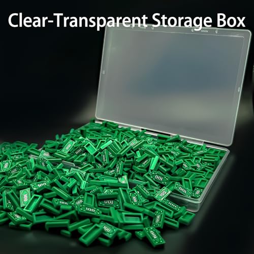 200 Pcs Green Money Tile Accessories - 100 Dollar Bill Print for Building Blocks