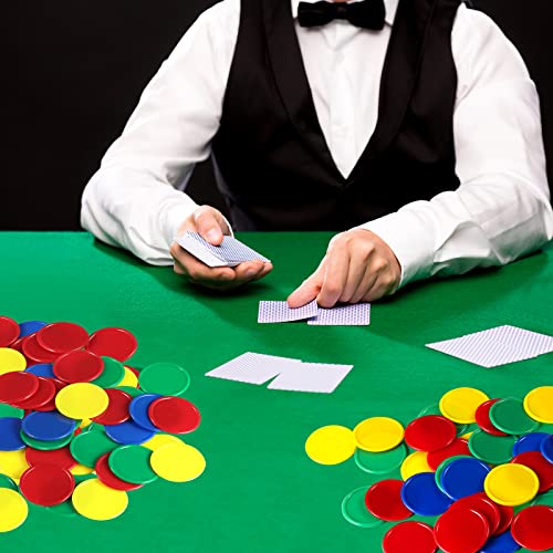 200-Piece Coopay Plastic Poker Chips – 1.5" Counters for Math, Bingo, and Games (Red, Green, Blue, Yellow)