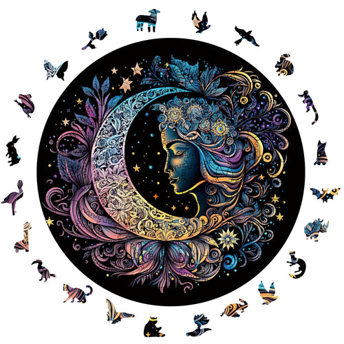 200-Piece Wooden Jigsaw Puzzle for Adults – Sun and Moon Animal Shapes by WHJSG