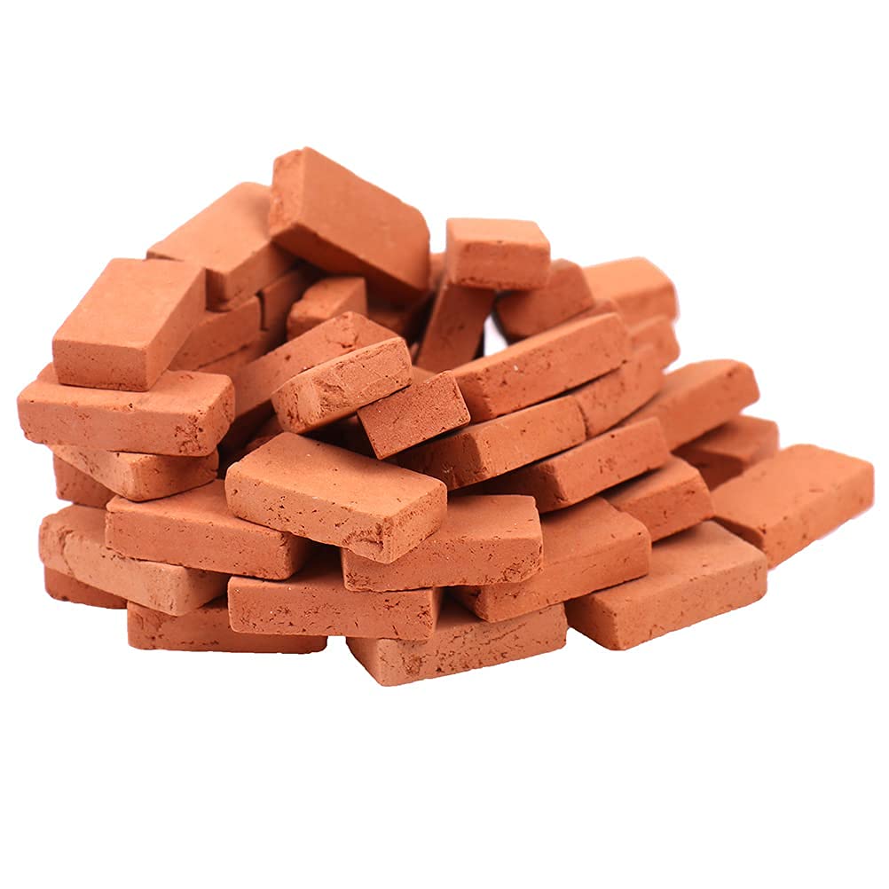 200 Pieces 1:16 Scale Miniature Red Clay Bricks for Dollhouse Model Building
