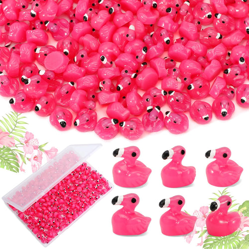 200 Pink Resin Flamingo Figurines – Miniature Decoration Set for DIY Crafts, Cake Toppers, and Fairy Gardens