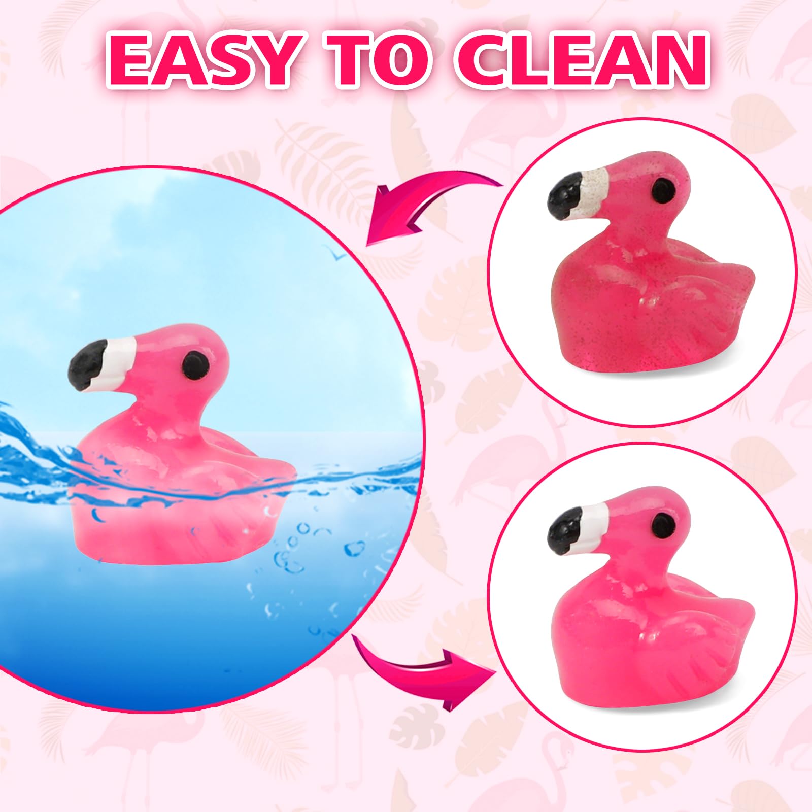 200 Pink Resin Flamingo Figurines – Miniature Decoration Set for DIY Crafts, Cake Toppers, and Fairy Gardens