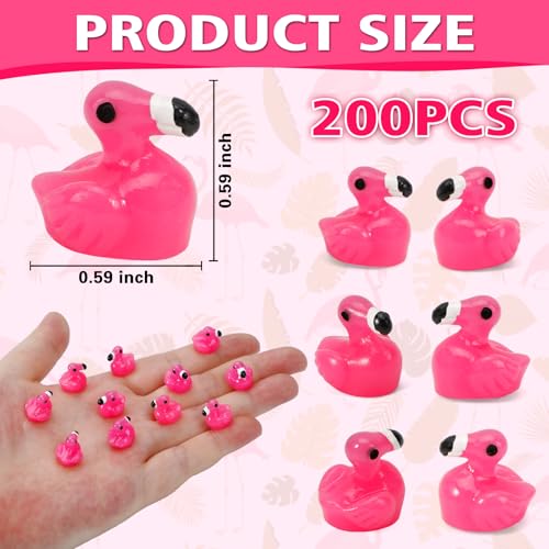 200 Pink Resin Flamingo Figurines – Miniature Decoration Set for DIY Crafts, Cake Toppers, and Fairy Gardens