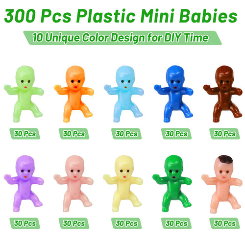 200pcs Mini Plastic Baby Figurines 10 Colors for Baby Shower Games, King Cake, Ice Cubes by selizo