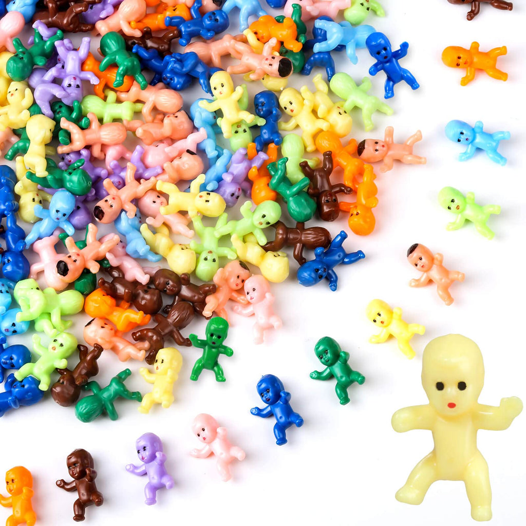 200pcs Mini Plastic Baby Figurines 10 Colors for Baby Shower Games, King Cake, Ice Cubes by selizo