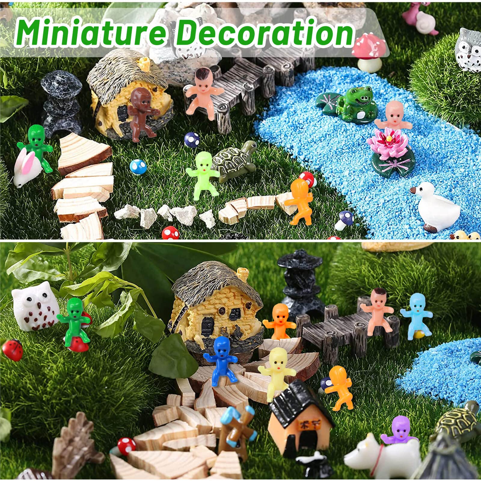 200pcs Mini Plastic Baby Figurines 10 Colors for Baby Shower Games, King Cake, Ice Cubes by selizo