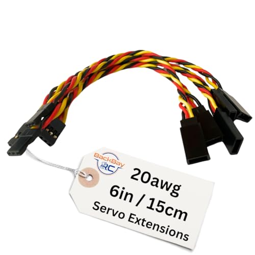 20awg Twisted Servo Extension Cable Pack – 100 Strand Wire, Gold Plated Pins, 6 Lengths (5 Wires per Pack)