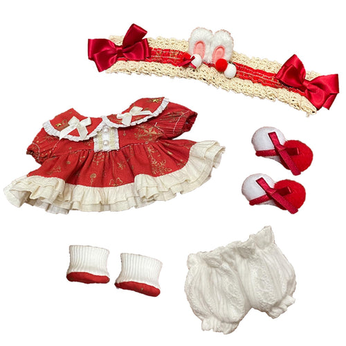 20cm Plush Doll Clothing Set Red - Soft Fabric Costume for 8-Inch Anime Stuffed Toys by S OUJCEN