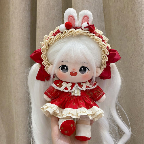 20cm Plush Doll Clothing Set Red - Soft Fabric Costume for 8-Inch Anime Stuffed Toys by S OUJCEN