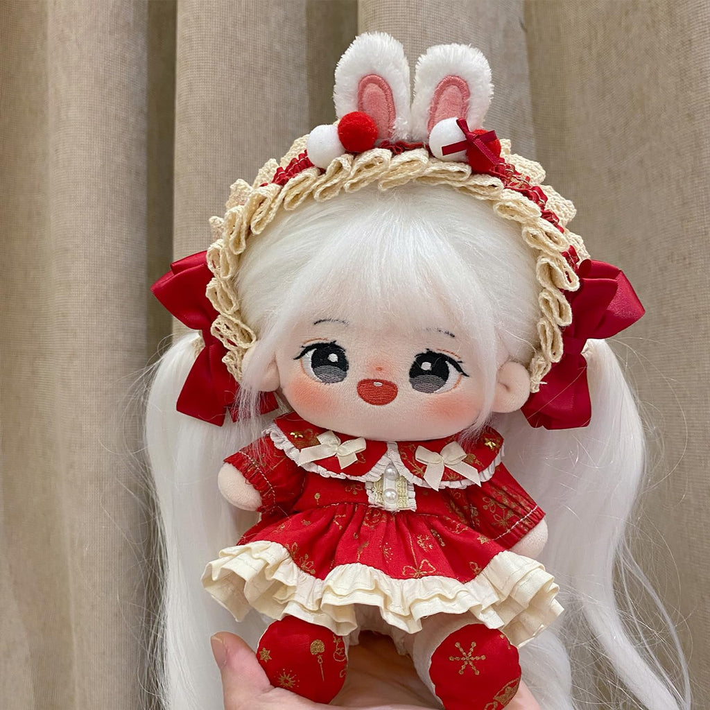 20cm Plush Doll Clothing Set Red - Soft Fabric Costume for 8-Inch Anime Stuffed Toys by S OUJCEN