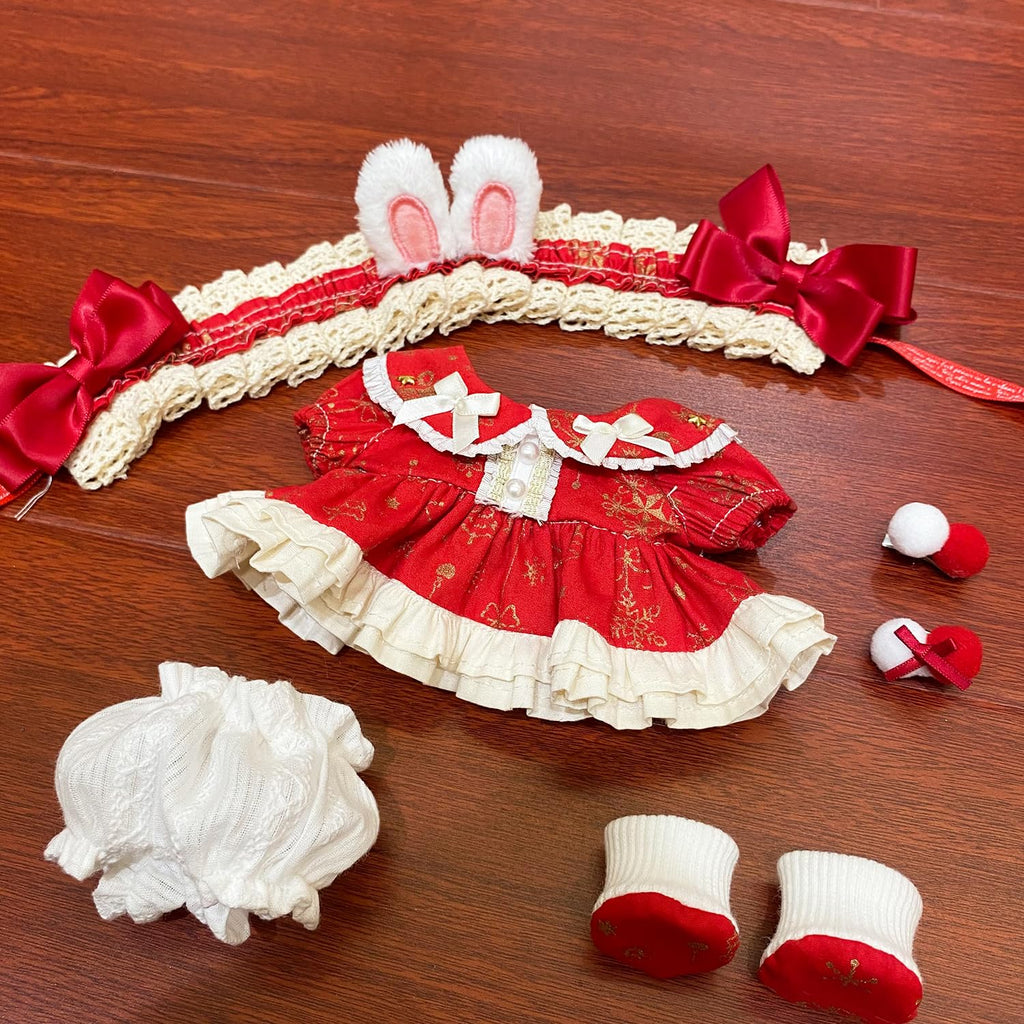 20cm Plush Doll Clothing Set Red - Soft Fabric Costume for 8-Inch Anime Stuffed Toys by S OUJCEN