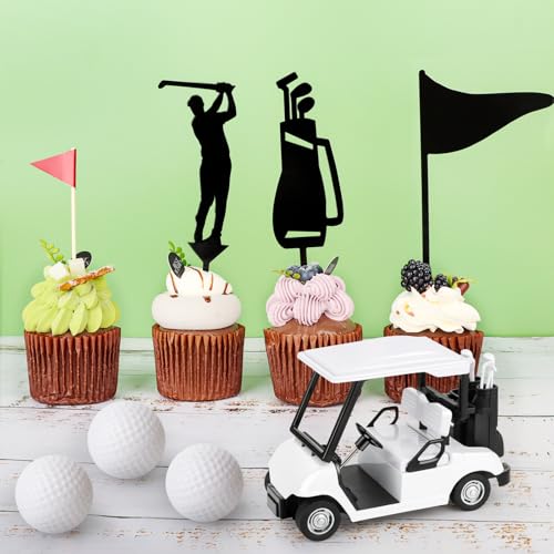 21-Piece Golf Cake Decorations Set with Cart, Flags, Trees - Hxezoc Golf Birthday Cake Toppers