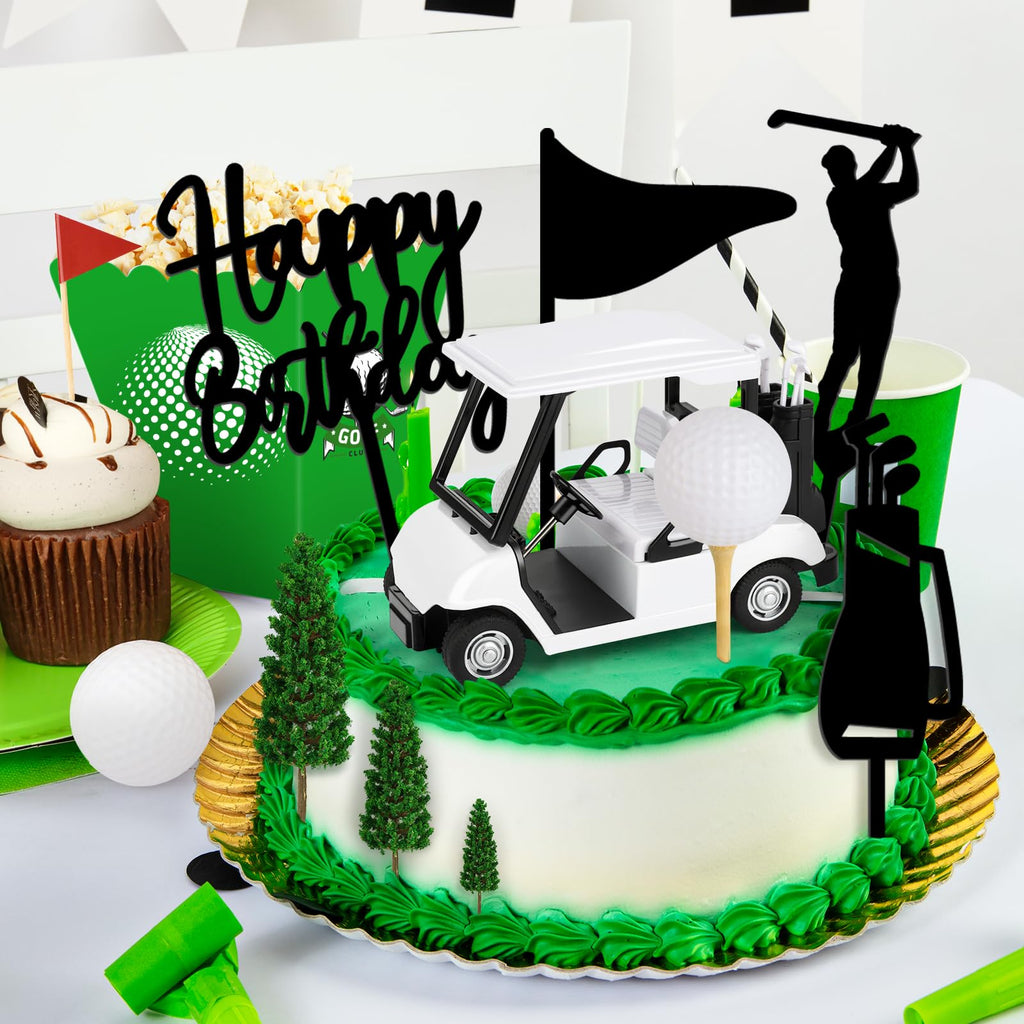 21-Piece Golf Cake Decorations Set with Cart, Flags, Trees - Hxezoc Golf Birthday Cake Toppers