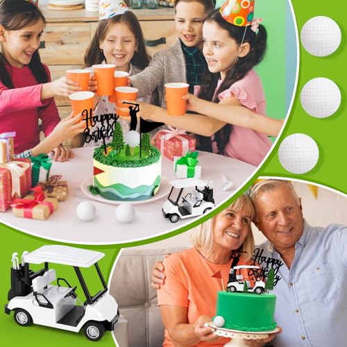 21-Piece Golf Cake Toppers Set with Mini Cart, Balls, Trees & Flags for Sports Birthday Party Decor