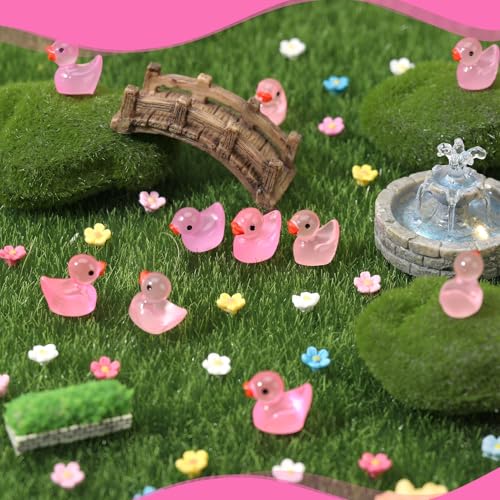 210 Mini Resin Ducks in Pink, Red & Purple – Tiny Duck Figurines for DIY Crafts, Dollhouse Decor & Valentine's Day Gifts