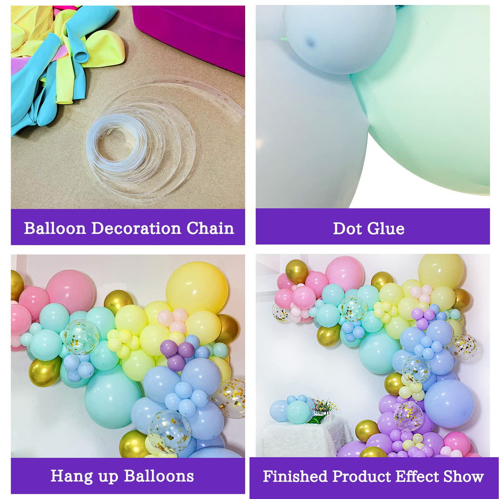 219Pcs Pastel Rainbow Balloon Arch Kit - 5 Inch Latex Balloons for Birthday, Wedding, Baby Shower Decorations