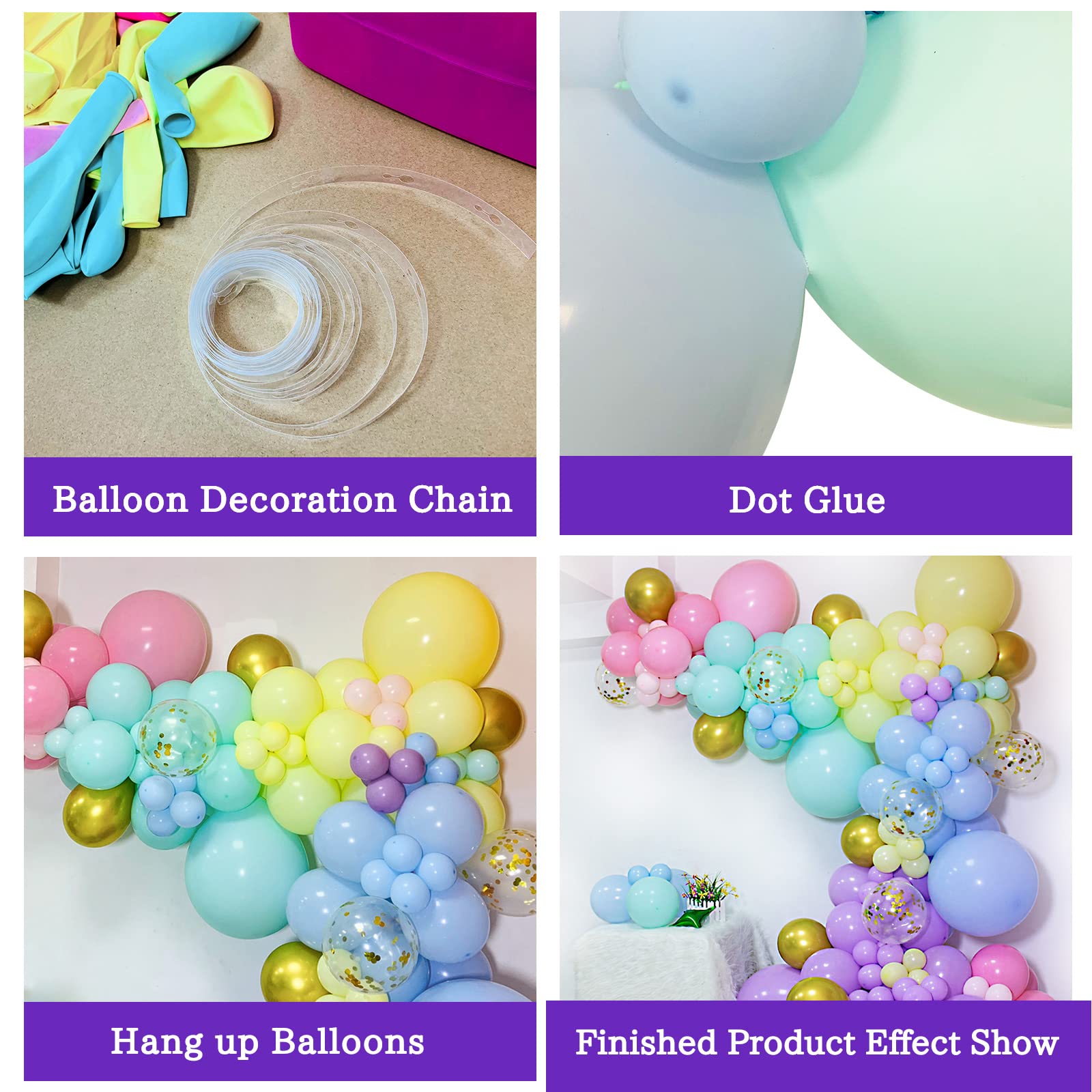219Pcs Pastel Rainbow Balloon Arch Kit - 5 Inch Latex Balloons for Birthday, Wedding, Baby Shower Decorations