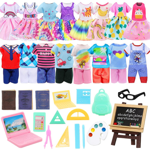 22-Piece 6-Inch Doll School Set with Clothes, Computer, and 15 Study Accessories by ENOCHT