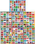 224 Country Flag Stickers - Waterproof PVC, Pre-Cut, 7 Sheets, Travel Decor