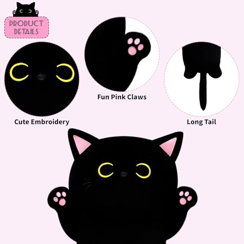22.5-Inch Long Black Cat Plush Pillow - Super Soft Stuffed Animal for Hugging, Gift for Kids & Adults