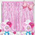 23-Piece Pink Cat Theme Party Decorations Set - Tinsel Foil Fringe Curtains, Balloons & More by OPQKC