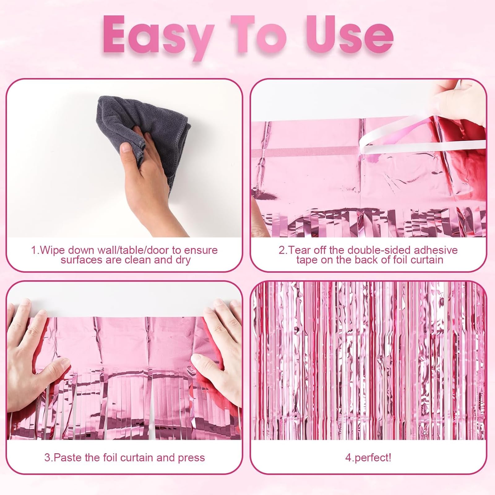 23-Piece Pink Cat Theme Party Decorations Set - Tinsel Foil Fringe Curtains, Balloons & More by OPQKC