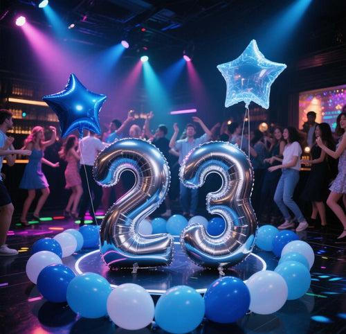 23rd Birthday Decoration Set Blue Silver - 31 Piece Balloon & Banner Kit for Him