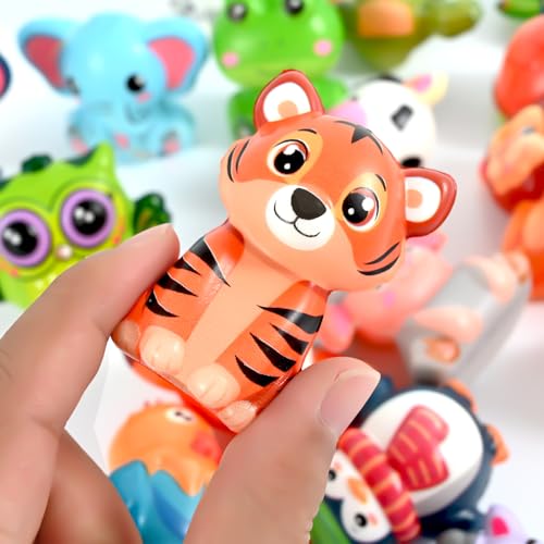 24 Animal Squishy Toys for Kids Party Favors – 24-Pack Safari Wild Animal Squishies for Goodie Bags, Pinata Fillers, Classroom Prizes, Stocking Stuffers