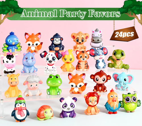 24 Animal Squishy Toys for Kids Party Favors – 24-Pack Safari Wild Animal Squishies for Goodie Bags, Pinata Fillers, Classroom Prizes, Stocking Stuffers
