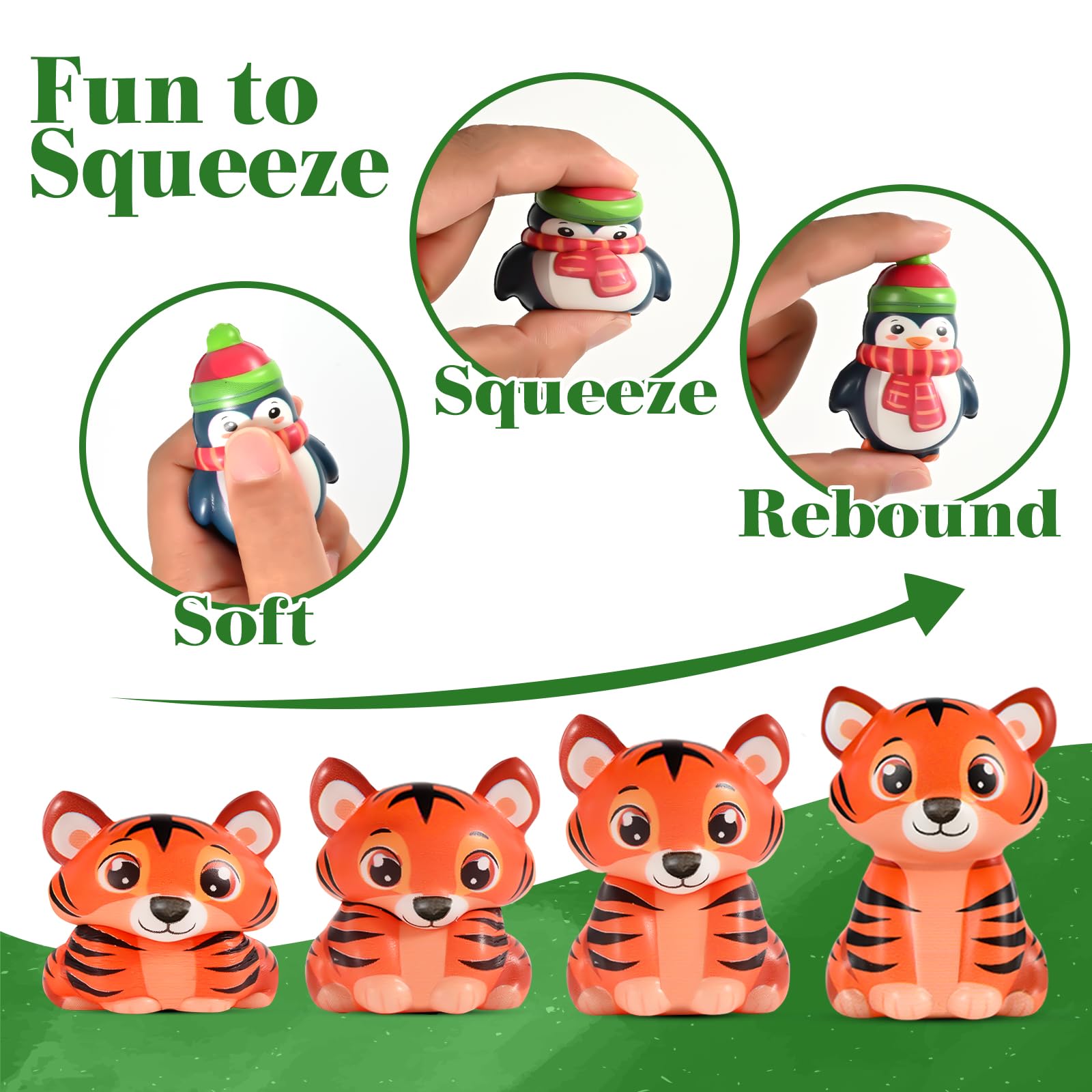 24 Animal Squishy Toys for Kids Party Favors – 24-Pack Safari Wild Animal Squishies for Goodie Bags, Pinata Fillers, Classroom Prizes, Stocking Stuffers