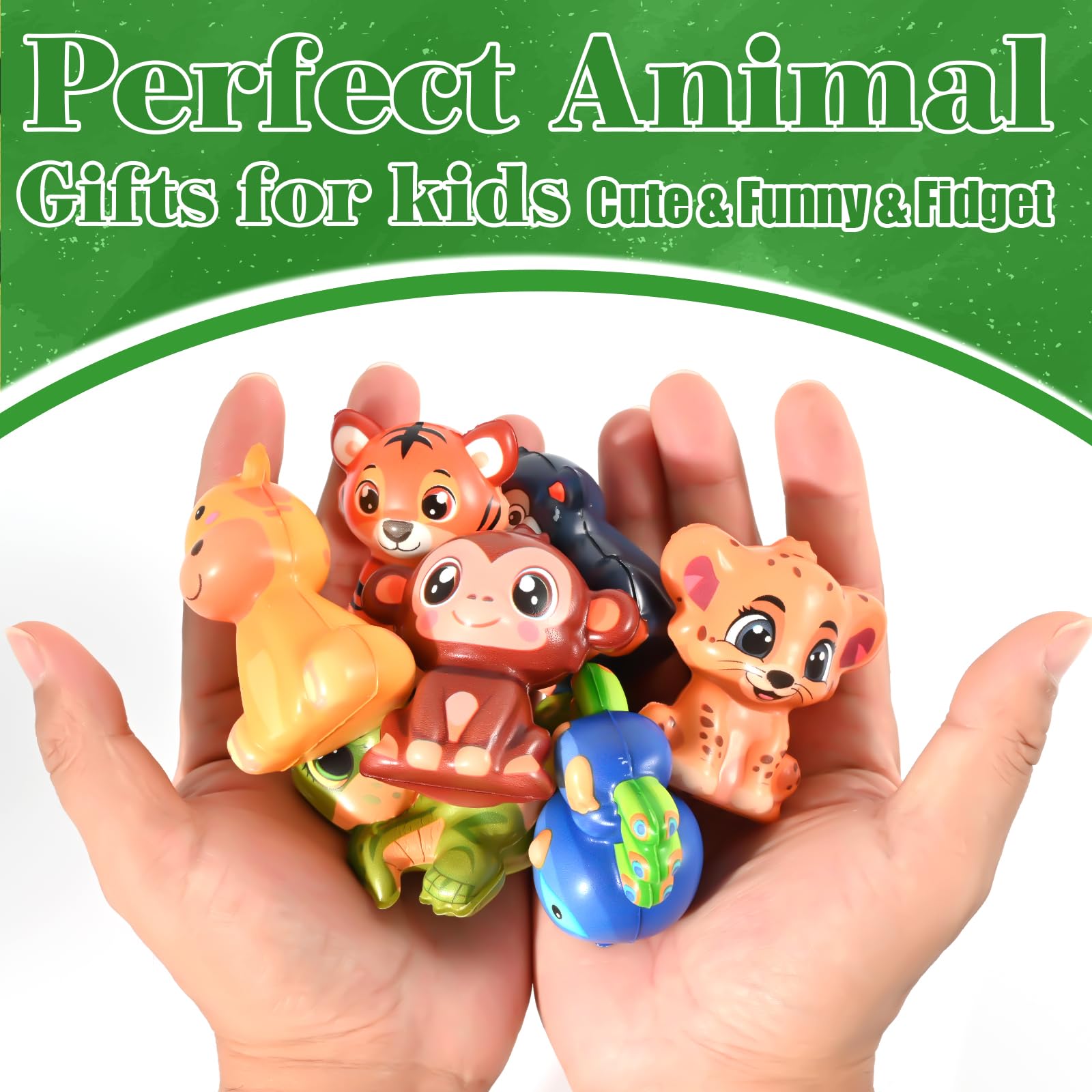 24 Animal Squishy Toys for Kids Party Favors – 24-Pack Safari Wild Animal Squishies for Goodie Bags, Pinata Fillers, Classroom Prizes, Stocking Stuffers
