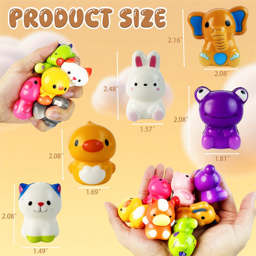 24 Animal Squishy Toys – Slow Rising PU Foam Stress Fidgets for Kids Party Favors