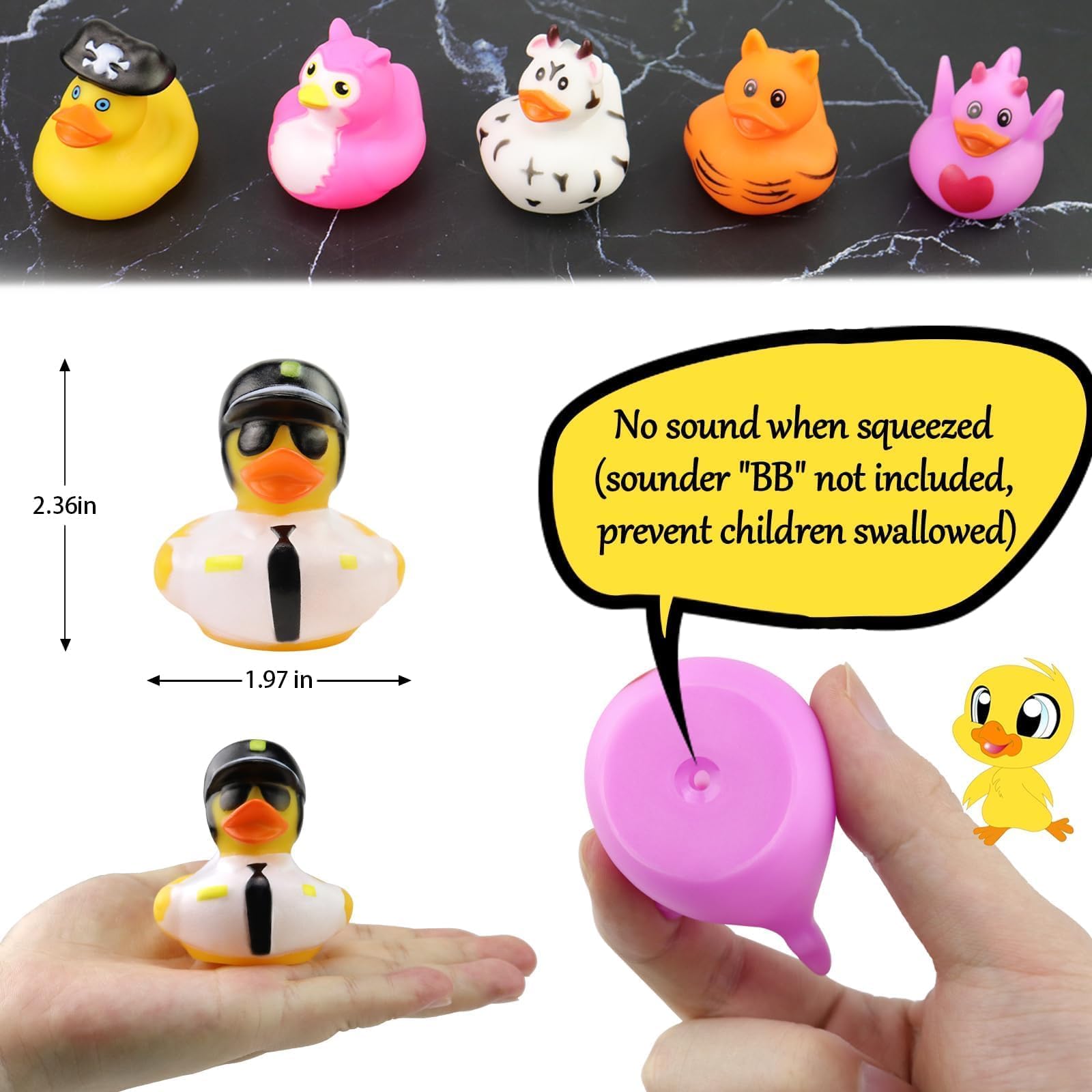 24 Assorted Rubber Ducks – 2.75 Inch Bulk Bath Toys for Kids, Party Favors, and Classroom Prizes