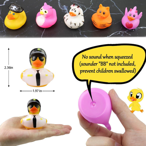 24 Assorted Rubber Ducks – 2.75 Inch Bulk Bath Toys for Kids, Party Favors, and Classroom Prizes